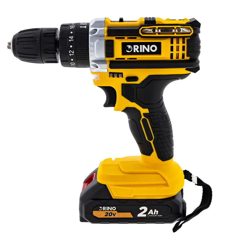 Zestaw wiertarko-wkrętarka akumulatorowa 20 V + 28 PCS funkcja udaru RINO DRI20LI-28imp+